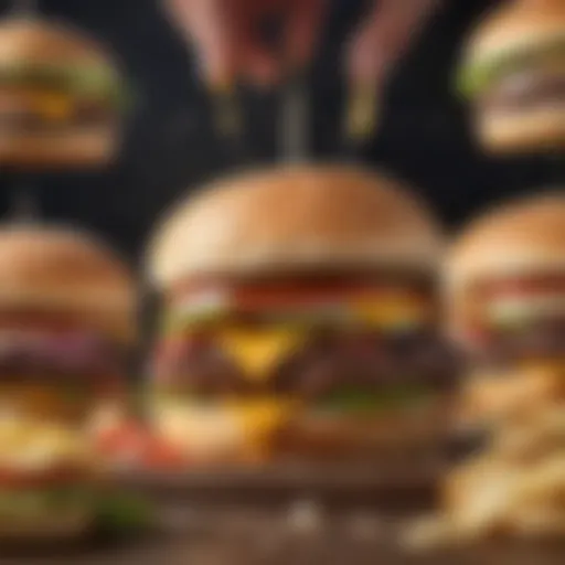 Close-up of a mouth-watering Smash Brothers Burger with an array of toppings.