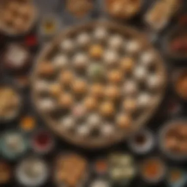A vibrant array of dim sum dishes served on a table, showcasing culinary mastery