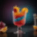 A vibrant cocktail glass filled with a Starburst mixed drink, showcasing bright colors.