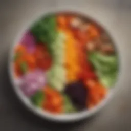 Colorful plate of fresh vegetables and lean proteins