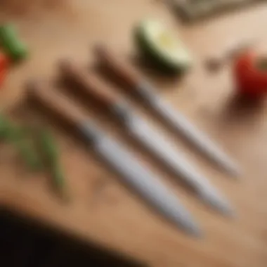 Elegant Sur la Table knife set displayed on a wooden countertop