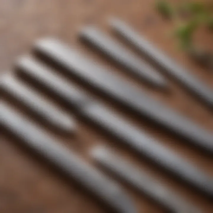 Close-up of the premium materials used in the knife blades