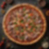 A rustic pizza showcasing a medley of fresh toppings, symbolizing local culinary traditions.