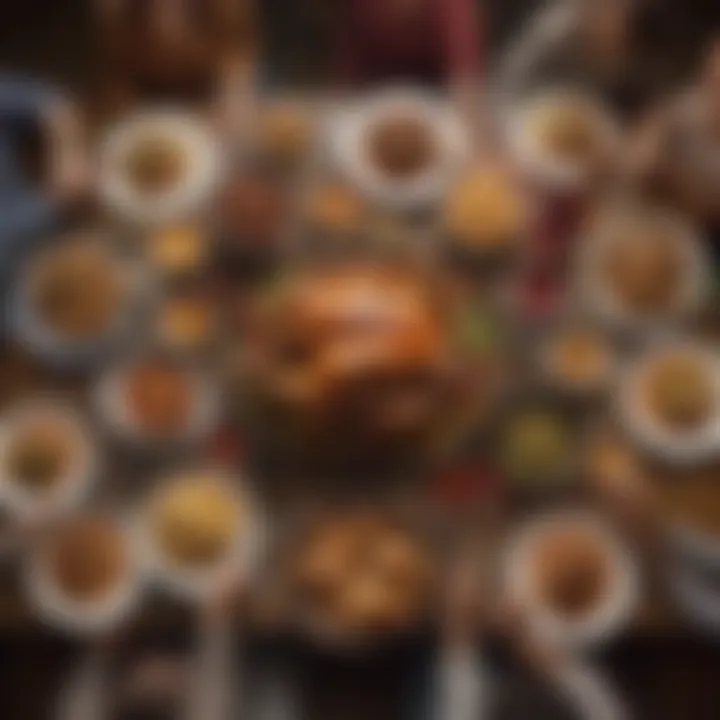 Diverse diners enjoying Thanksgiving meal