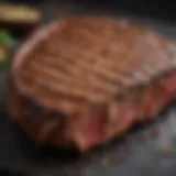 Close-up of a perfectly grilled steak with grill marks