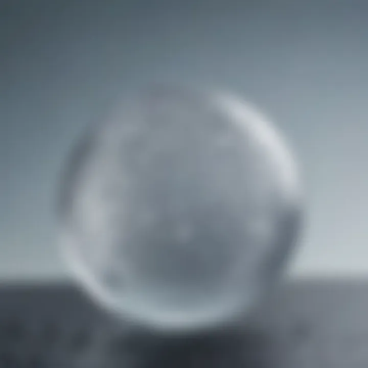 Close-up view of a perfectly crafted ice ball with condensation