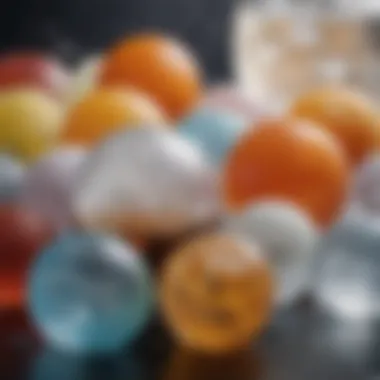 Beverage Diversity with Ice Spheres Diverse beverage varieties complemented by round ice balls