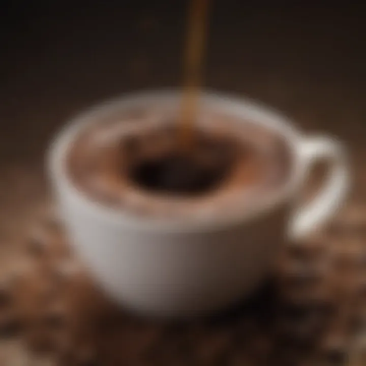 Close-up of coffee grounds in dripper