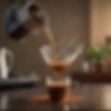 Pouring water over coffee dripper