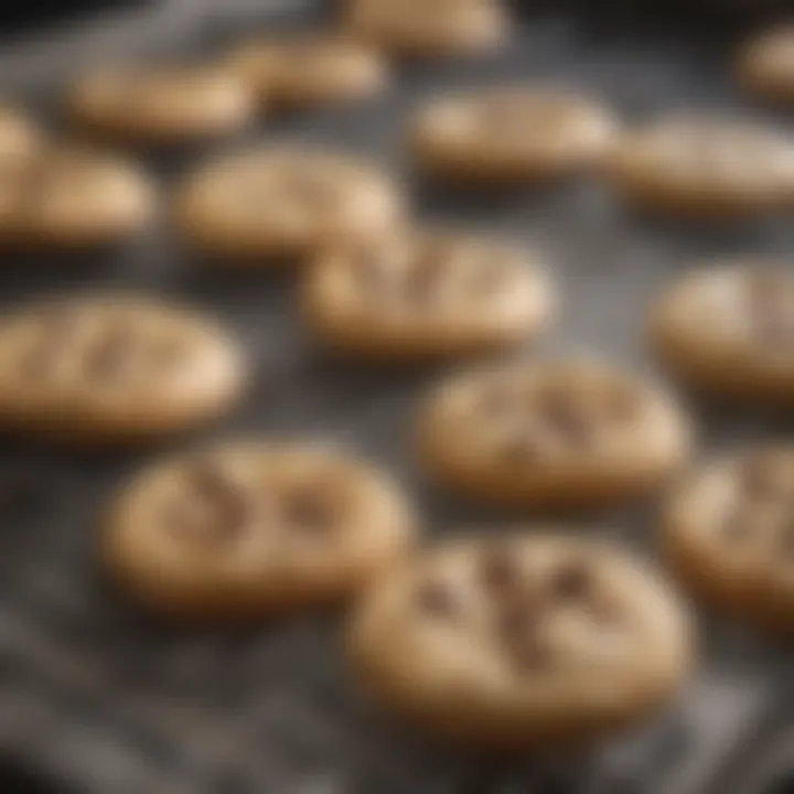 Freshly baked cookies cooling on a wire rack.