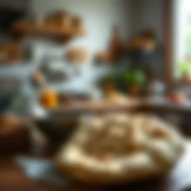Naan Ingredients in a Welcoming Kitchen A cozy kitchen scene with naan ingredients on the counter