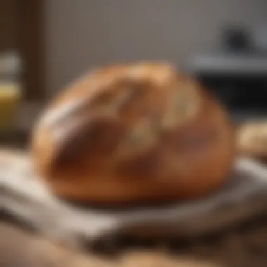 Freshly baked artisan bread on a wooden table