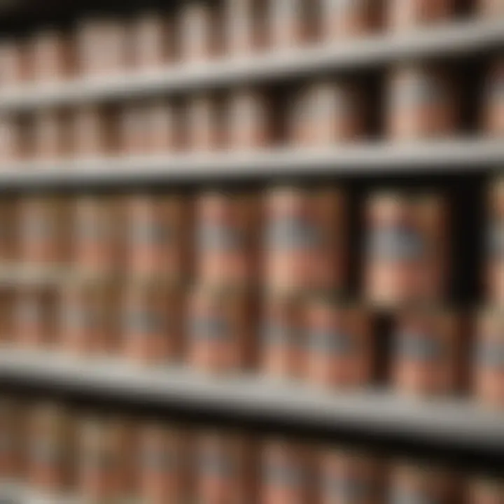 Eco-friendly certified canned tuna products on a store shelf