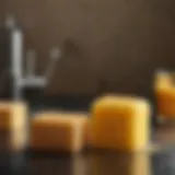 Various types of dishwashing sponges showcasing diverse materials