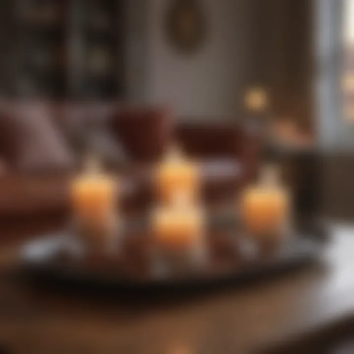 Elegant candles arranged on a coffee table