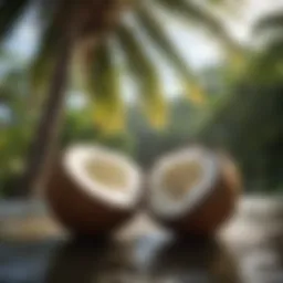 Lush coconut palms swaying in a tropical breeze