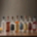 A collection of various gin bottles showcasing unique labels and designs.