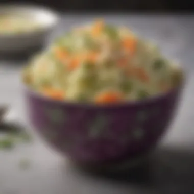 Vibrant Coleslaw Presentation A vibrant bowl of coleslaw garnished with herbs
