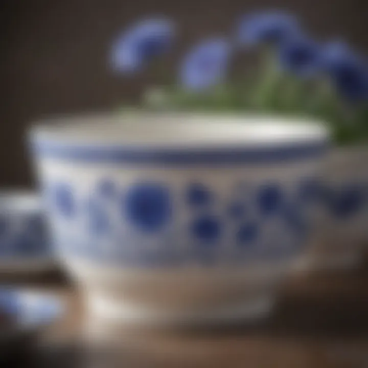 Close-up of the intricate Blue Cornflower design on CorningWare.