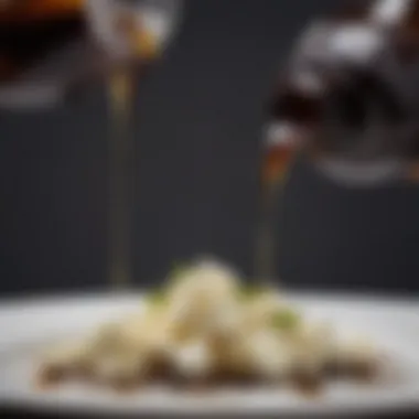 Captivating Pour of Organic Vanilla Extract A close-up of organic non-alcoholic vanilla extract pouring into a dish