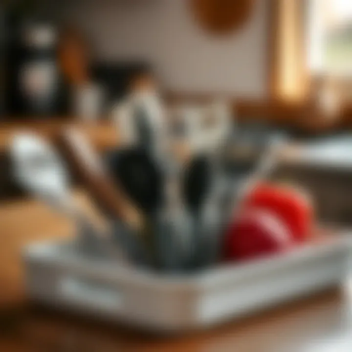 Versatile utensil tray displayed with various utensils.