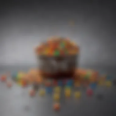 An artistic visualization of M&M's impact on pop culture and consumer trends.