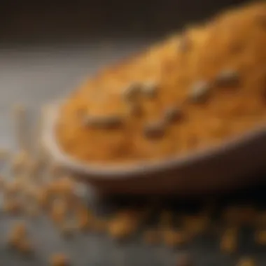 A close-up of bee pollen granules highlighting its rich texture and color