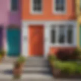 A vibrant neighborhood showcasing various house colors.