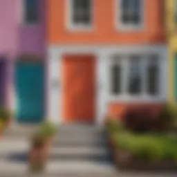A vibrant neighborhood showcasing various house colors.