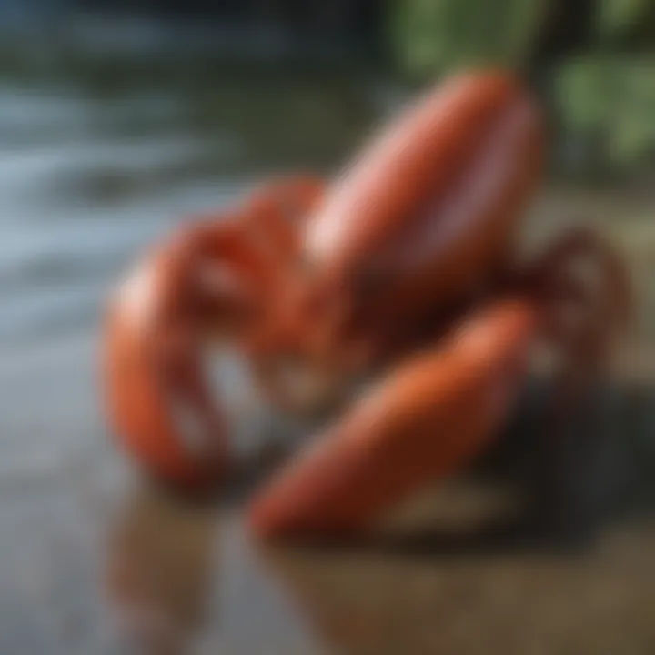 A close-up of a live Maine lobster in a natural environment.