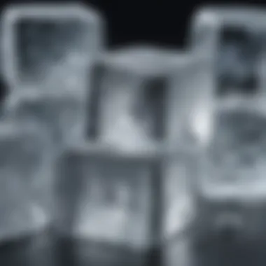 Close-up of ice cubes produced by a portable ice maker