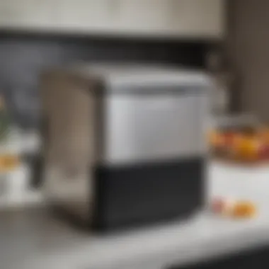 Portable Ice Maker in Modern Kitchen A sleek portable ice maker on a kitchen countertop