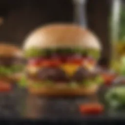 Close-up of fresh ingredients for the perfect burger
