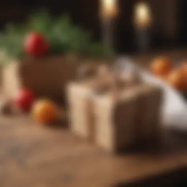 A beautifully wrapped gift box with a handwritten note on a wooden table.