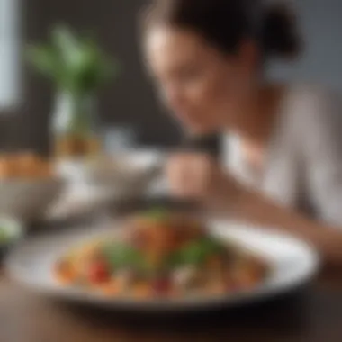 A serene scene of mindful eating with a well-balanced meal