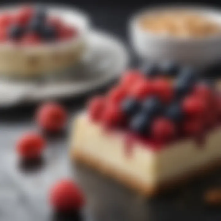 A close-up view of a decadent keto dessert made with almond flour and berries.