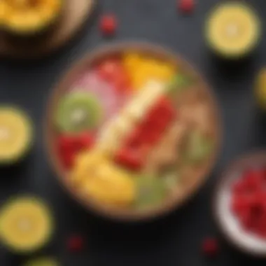 Artful Arrangement for a Tropical Smoothie Bowl Artfully arranged ingredients for a tropical smoothie bowl