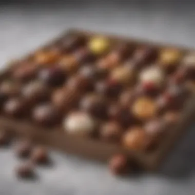 An elegant display of assorted chocolate-covered sweets in a gift box