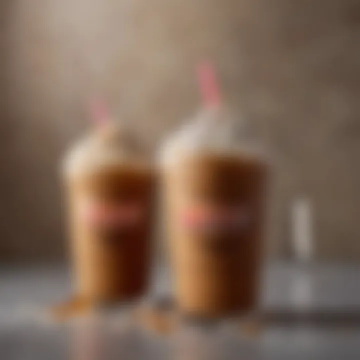 A contrasting visual comparing Dunkin' Donuts iced coffee with that of competitors