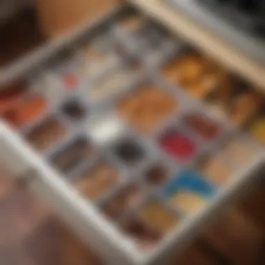 Craft Drawer Organization Clear plastic drawer organizers filled with craft materials