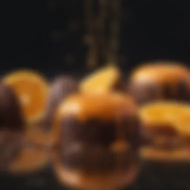 Artistic Drizzle of Orange Chocolate Over Gourmet Treats Artistic drizzle of orange chocolate over gourmet treats