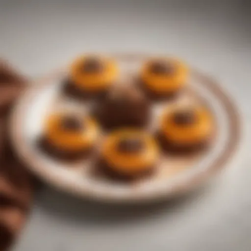 An elegant presentation of orange chocolate melts on a decorative plate