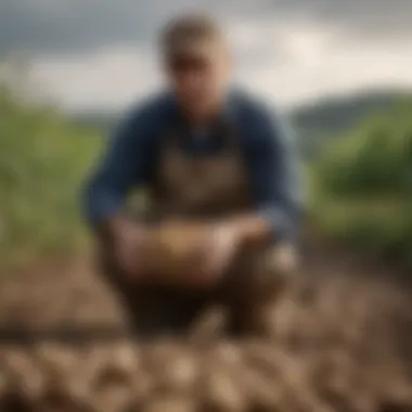 Fresh seasonal potatoes harvested from the earth