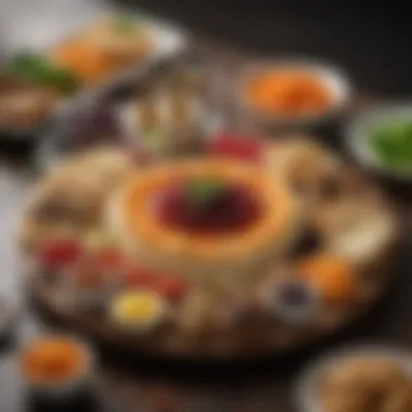 Artful Food Presentation with Spreads A beautifully presented platter with various spreads