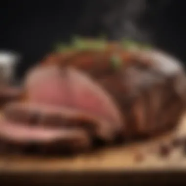 Brisket being seasoned with spices