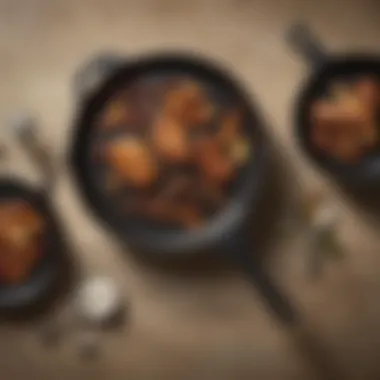 Variety of cast iron skillets with different designs and sizes displayed together