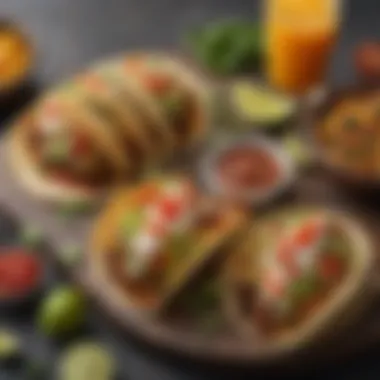 A health-conscious meal featuring a vegetarian taco along with a refreshing drink