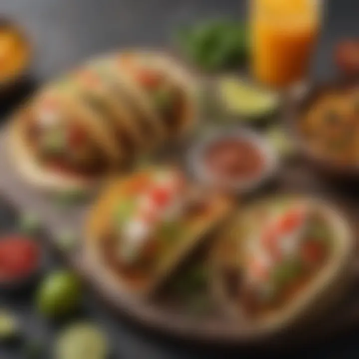 A health-conscious meal featuring a vegetarian taco along with a refreshing drink