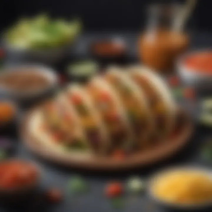 Plate of gourmet tacos filled with spiced ground beef and toppings