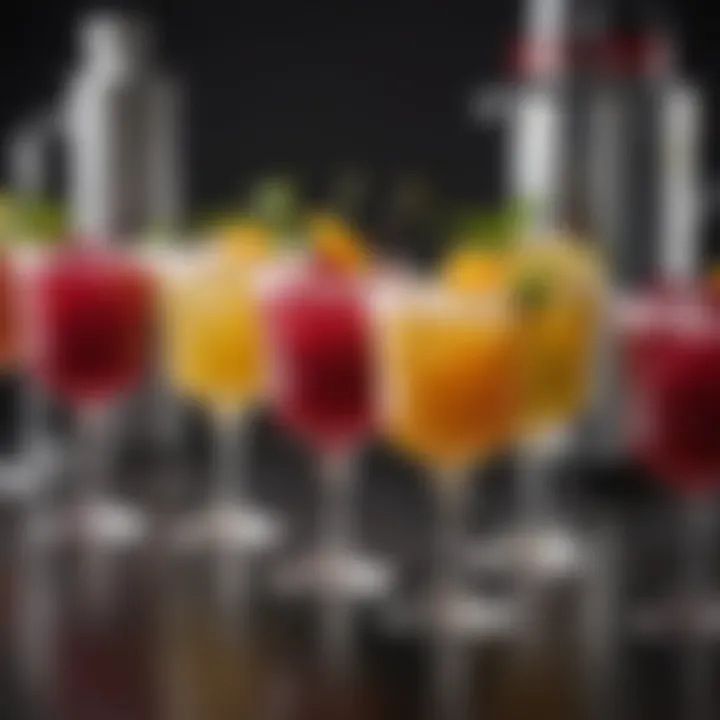 An array of vibrant cocktails created using a mini mixer.